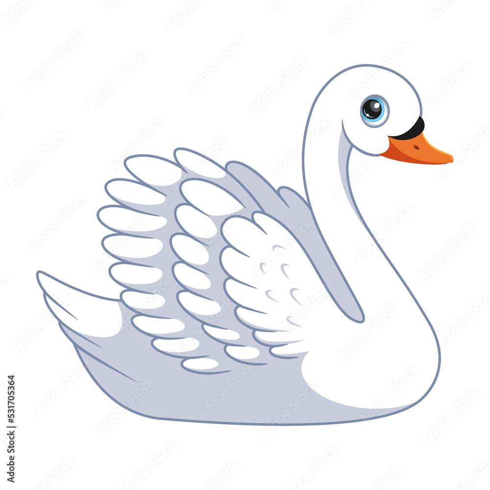 Bird White Swan Cartoon Illustration Bird White Swan Cartoon Illustration