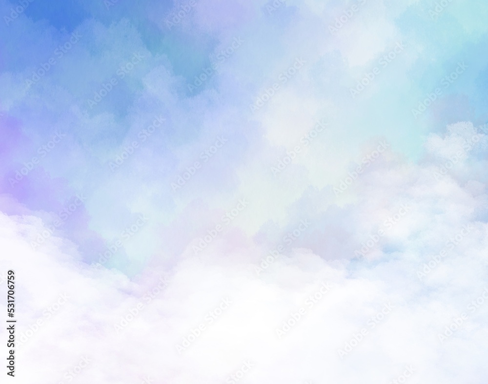 abstract watercolor background with clouds, splashes illustration ,vanilla sky