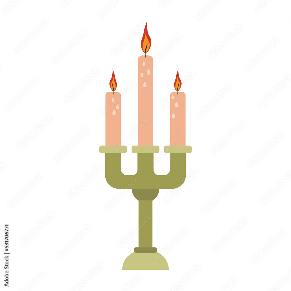 Three burning candles in a candelabra Three burning candles in a candelabra