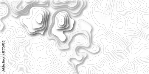 White paper texture abstract pattern with lines topographic map background. Line topography map contour background, geographic grid. Abstract vector illustration. 