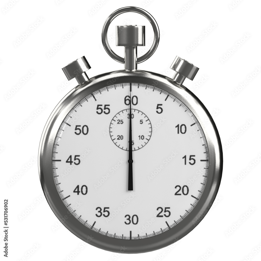 3D rendering illustration of a stopwatch timer 3D rendering illustration of a stopwatch timer