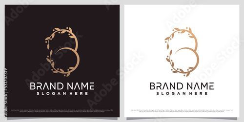 Letter b logo design template for beauty salon icon with creative element and simple concept
