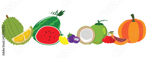 Fototapeta Naklejka Na Ścianę i Meble -  tropical fruits illustration 