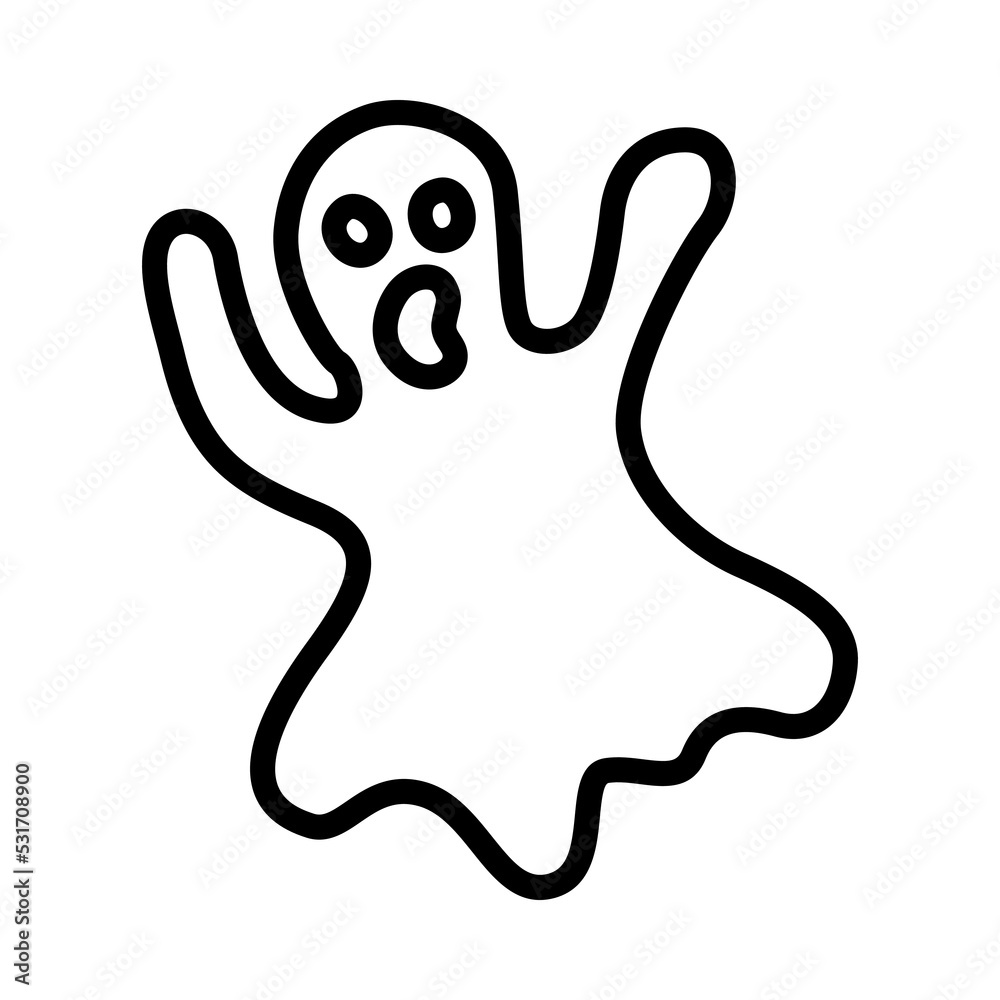 Halloween Ghost flat line icon. Horror symbols. Outline sign for mobile concept and web design, store Halloween Ghost flat line icon. Horror symbols. Outline sign for mobile concept and web design, store