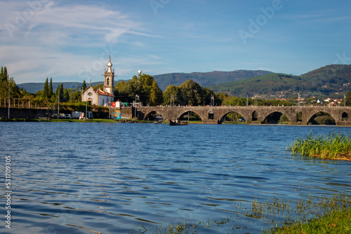 view of the old bridge of Ponte de Lima city photo