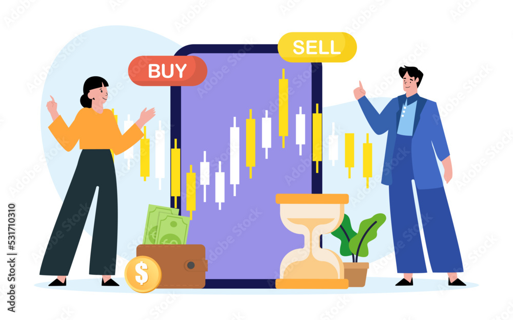 Businessman and women Analyse financial graphs on digital screen with stock market chart. Cryptocurrency Investment Stats. vector illustration. Businessman and women Analyse financial graphs on digital screen with stock market chart. Cryptocurrency Investment Stats. vector illustration.