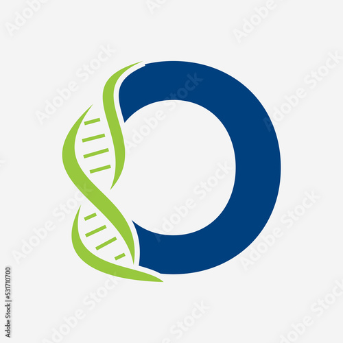 Initial DNA Logo On Letter O Vector Template For Healthcare Sign