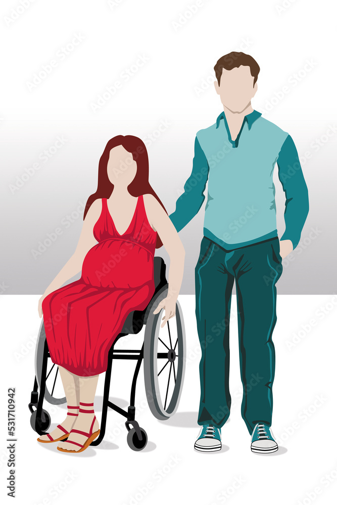 Couple avec une femme enceinte paraplégique Couple avec une femme enceinte paraplégique