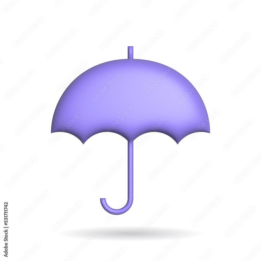 3d rendering umbrella icon. Illustration with shadow isolated on white. 3d rendering umbrella icon. Illustration with shadow isolated on white.