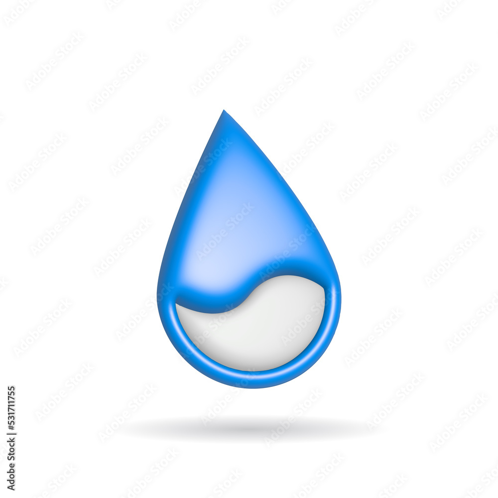 3d rendering water drop icon. Illustration with shadow isolated on white. 3d rendering water drop icon. Illustration with shadow isolated on white.