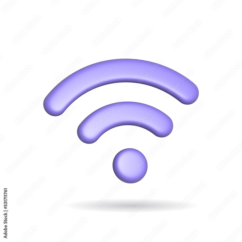 3d rendering wifi radio signal icon. Illustration with shadow isolated on white. 3d rendering wifi radio signal icon. Illustration with shadow isolated on white.