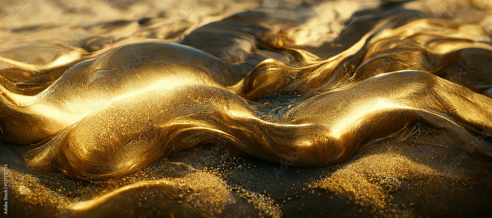 Premium Photo  Abstract glistening golden solid liquid waves like