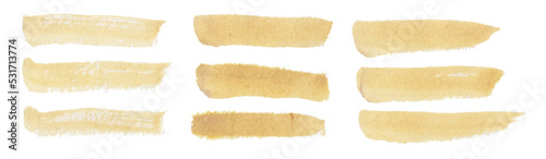 Golden Color watercolor brush set, vector gold watercolor brush set with grunge.