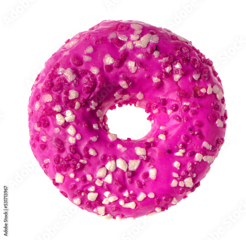 lush donut covered with cream, on a white background in isolation