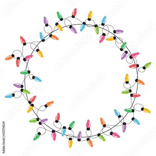 Christmas lights string isolated on white background vector