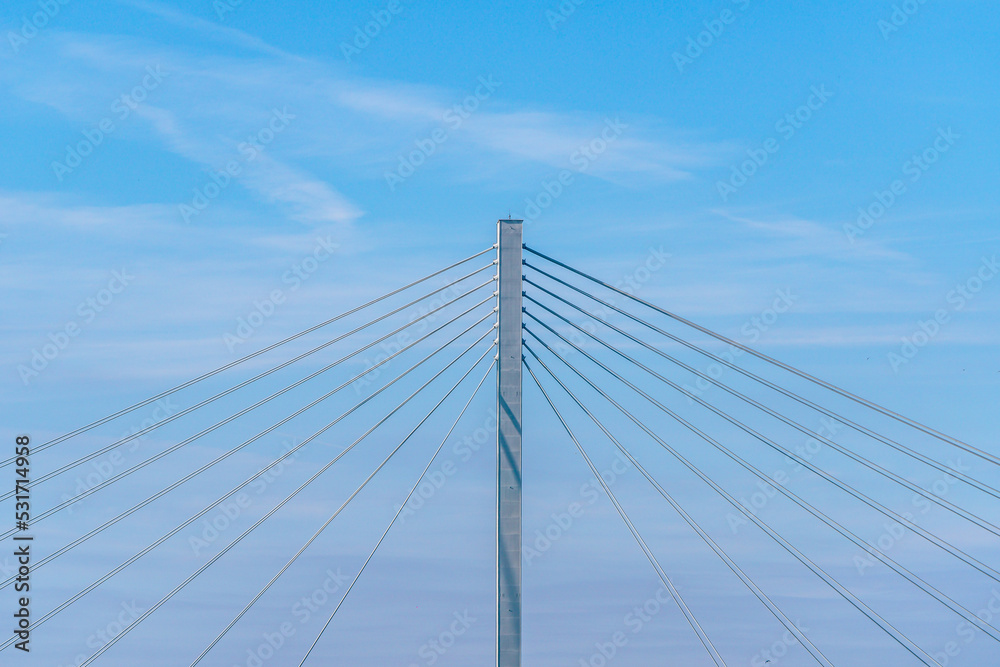 Obraz premium The new bridge Monostor between Slovakia and Hungary connecting the cities of Komarno and Komarom