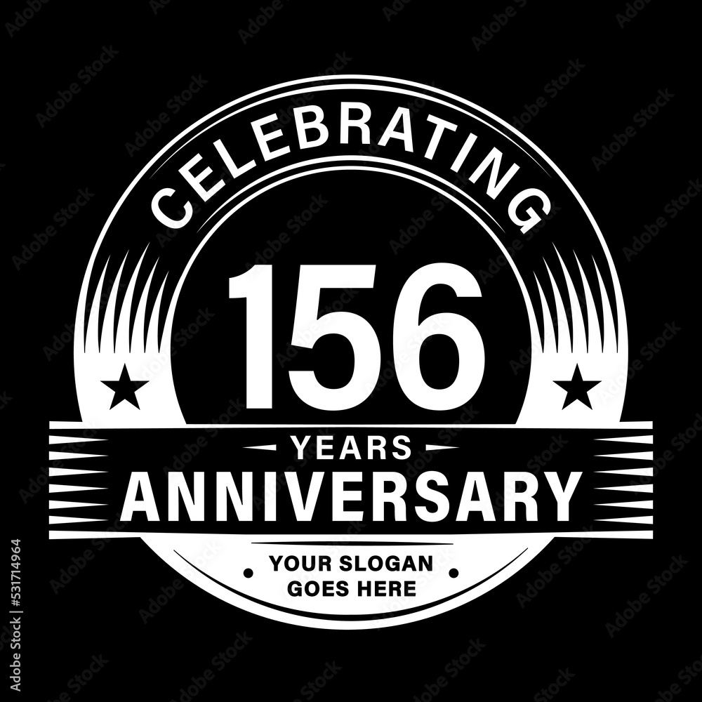 156 years anniversary celebration design template. 156th logo vector illustrations. 