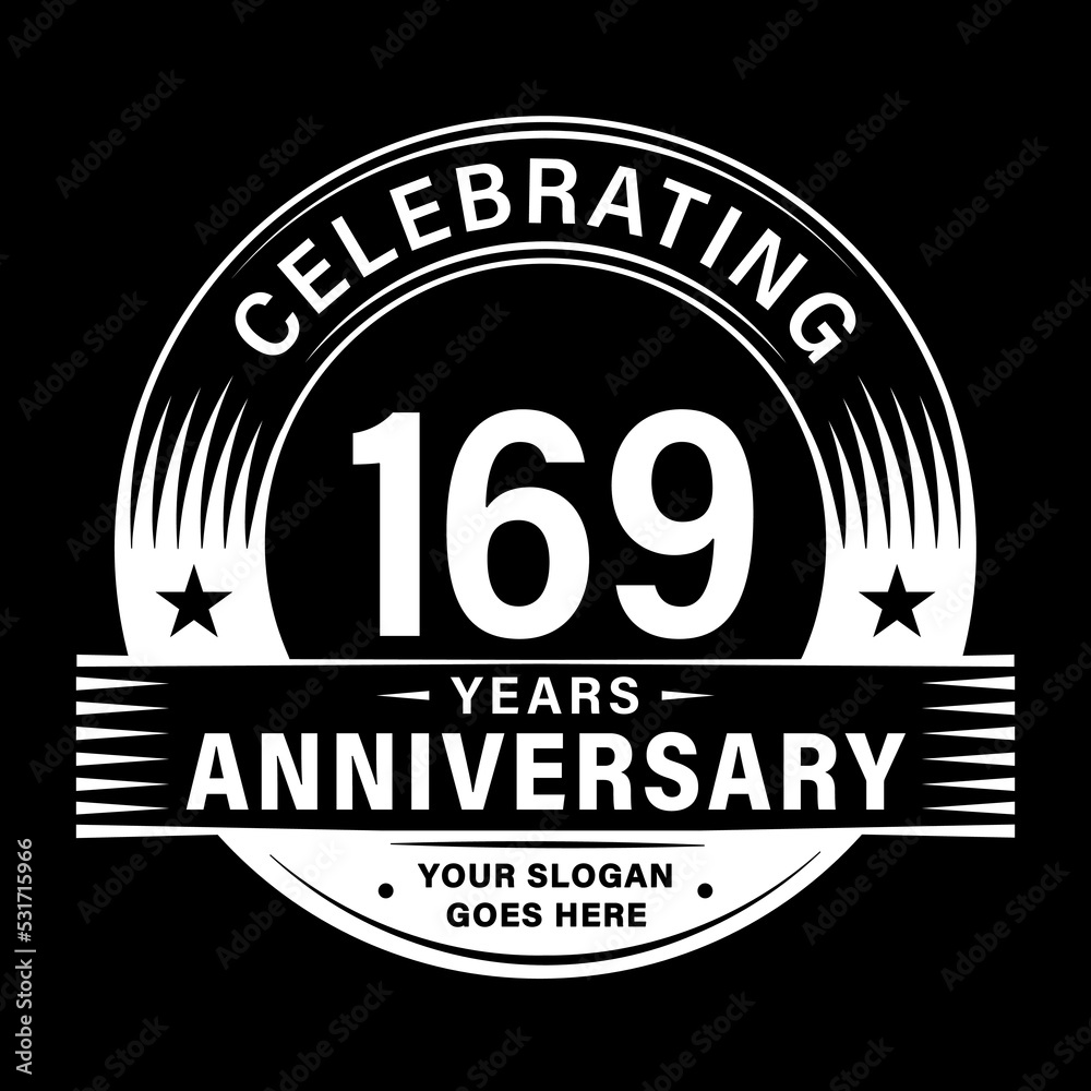 169 years anniversary celebration design template. 169th logo vector illustrations. 