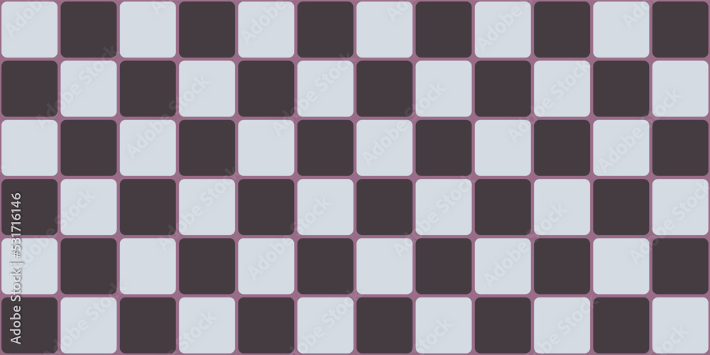 Checkered tiles are rounded, on a pink background. The vector is suitable for print and decor.
