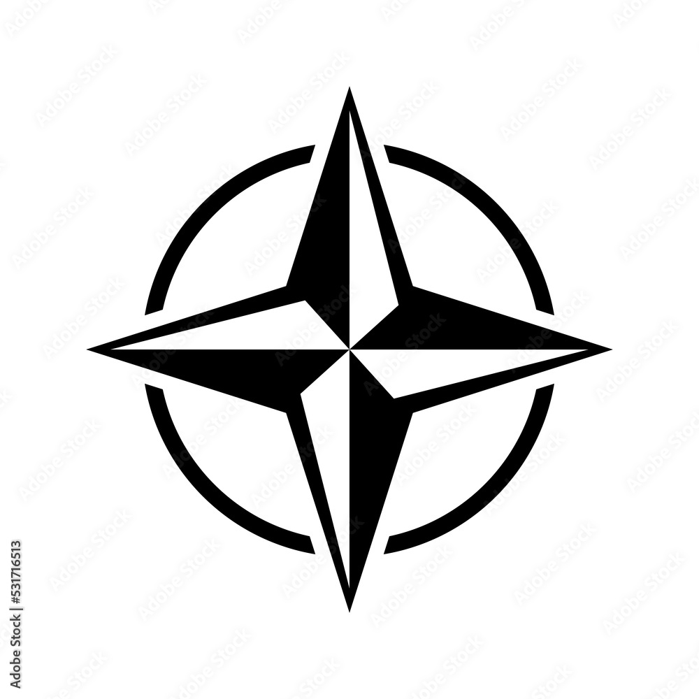 Compass flat icon. Navigation vector illustration isolated on white. - obrazy, fototapety, plakaty 