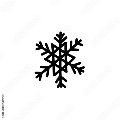 Hand drawn snowflakes icons on white background for decoration design. Doodle vector illustration. Winter elements for Christmas and New Year
