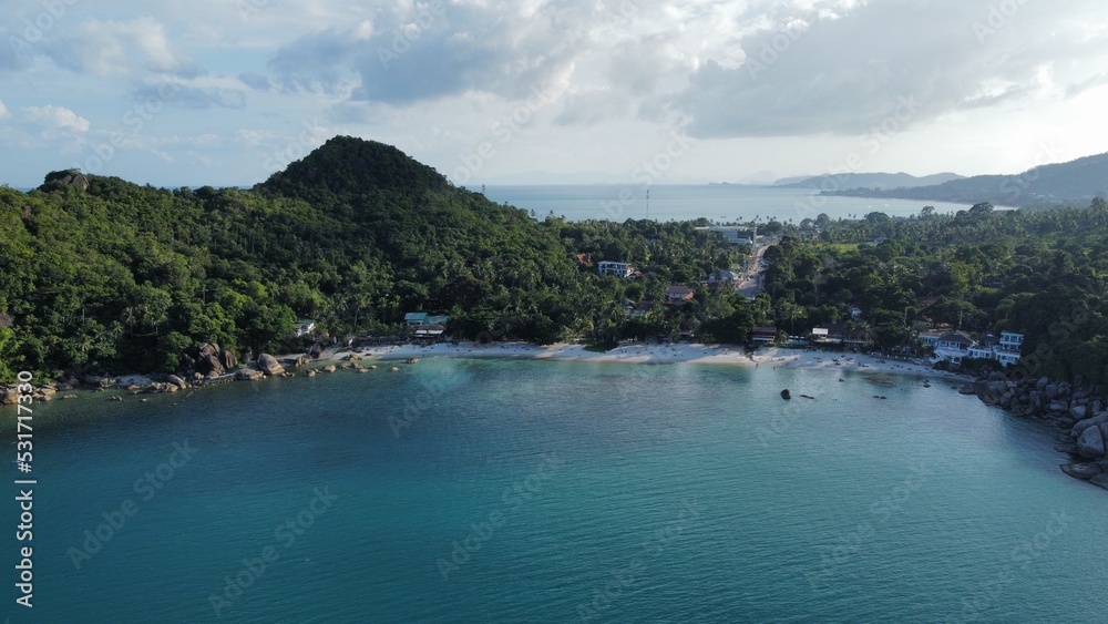 Paradise island of white sands and turquoise sea.