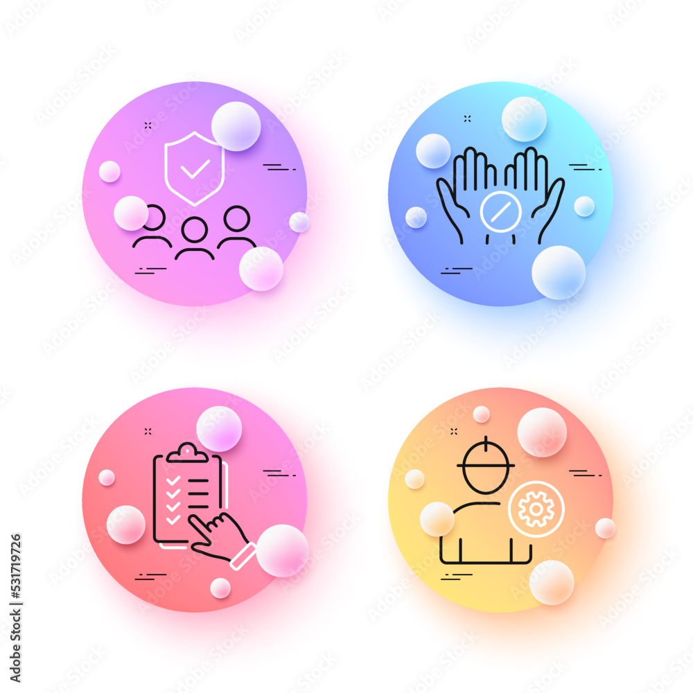 Medical tablet, Engineer and Checklist minimal line icons. 3d spheres or balls buttons. People insurance icons. For web, application, printing. Vector Medical tablet, Engineer and Checklist minimal line icons. 3d spheres or balls buttons. People insurance icons. For web, application, printing. Vector