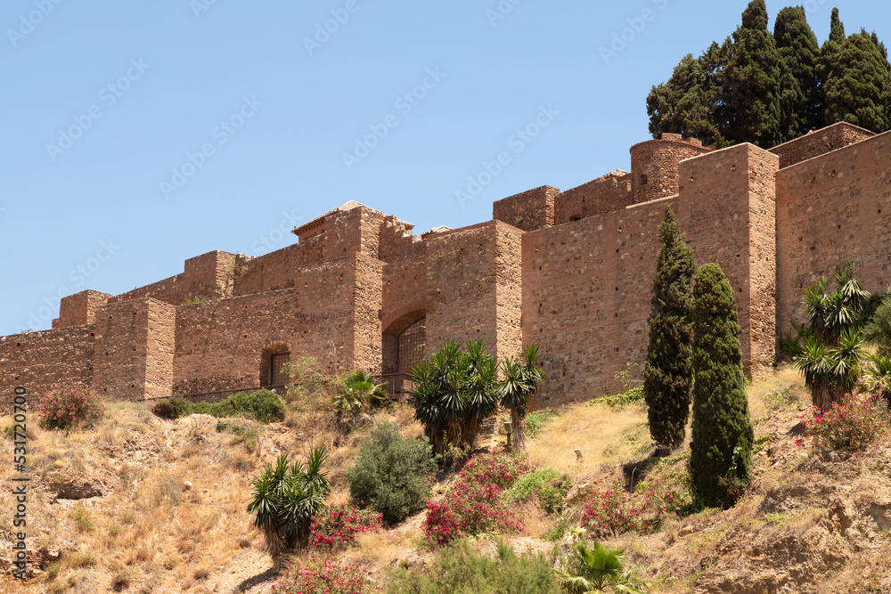 Ancient ruins of the Roman Theater (El Teatro Romano) at the foot of the famous Alcazaba fortress in Málaga.