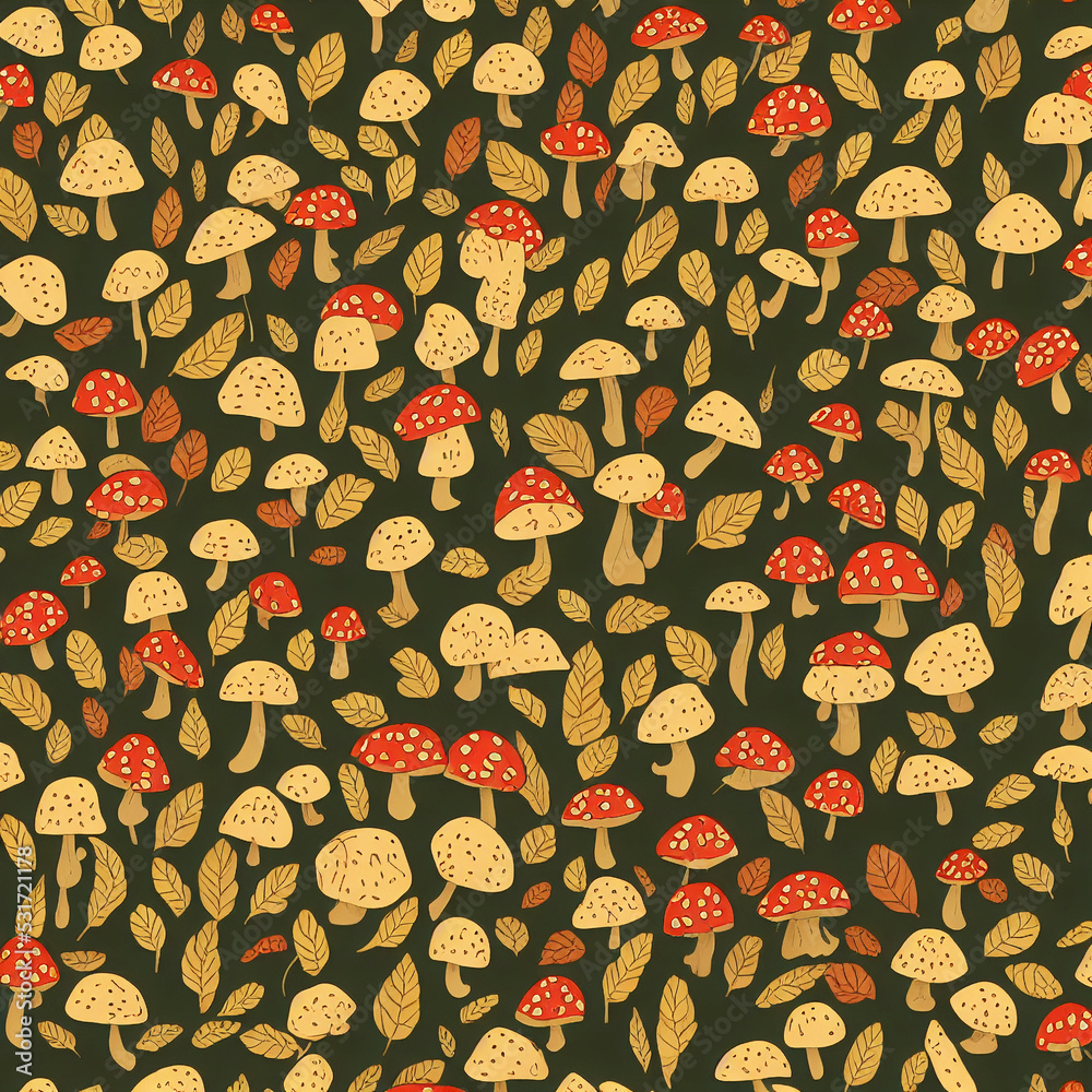 seamless pattern with flowers, autumn, mushrooms, seamless pattern with flowers, autumn, mushrooms,