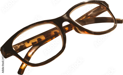 Image of close up of reading glasses with plastic tortoiseshell frame photo