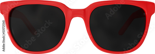 Image of close up of sunglasses with red frame