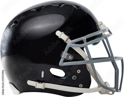 Image of close up of american football black helmet