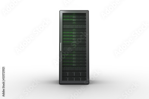 Image of computer server with green lights