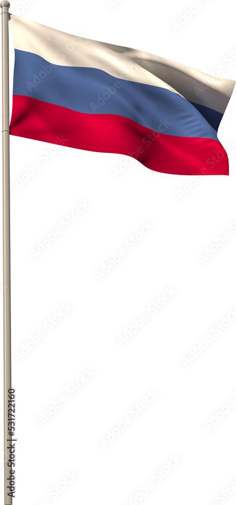 Image of waving flag of russia on long metal pole Image of waving flag of russia on long metal pole