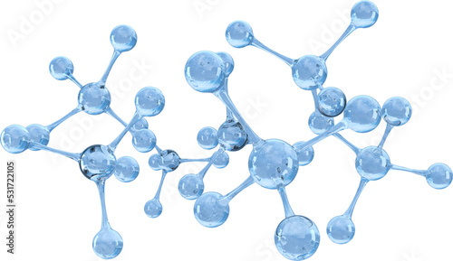 Image of network of light blue molecule chemistry models photo