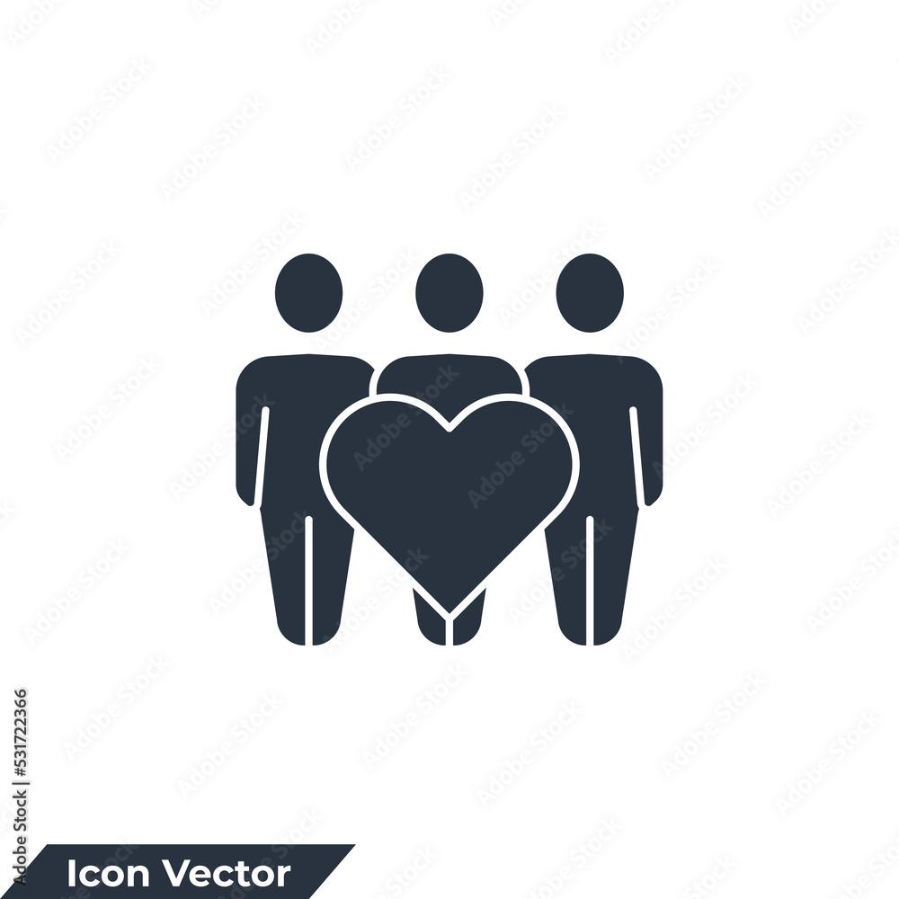 community icon logo vector illustration. people and hearth symbol template for graphic and web design collection