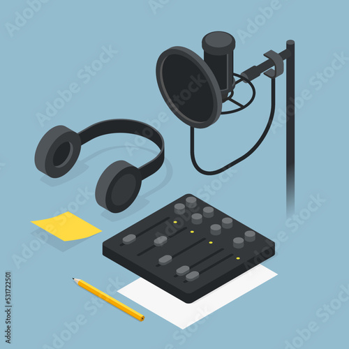 Voice Recording Isometric Illustration