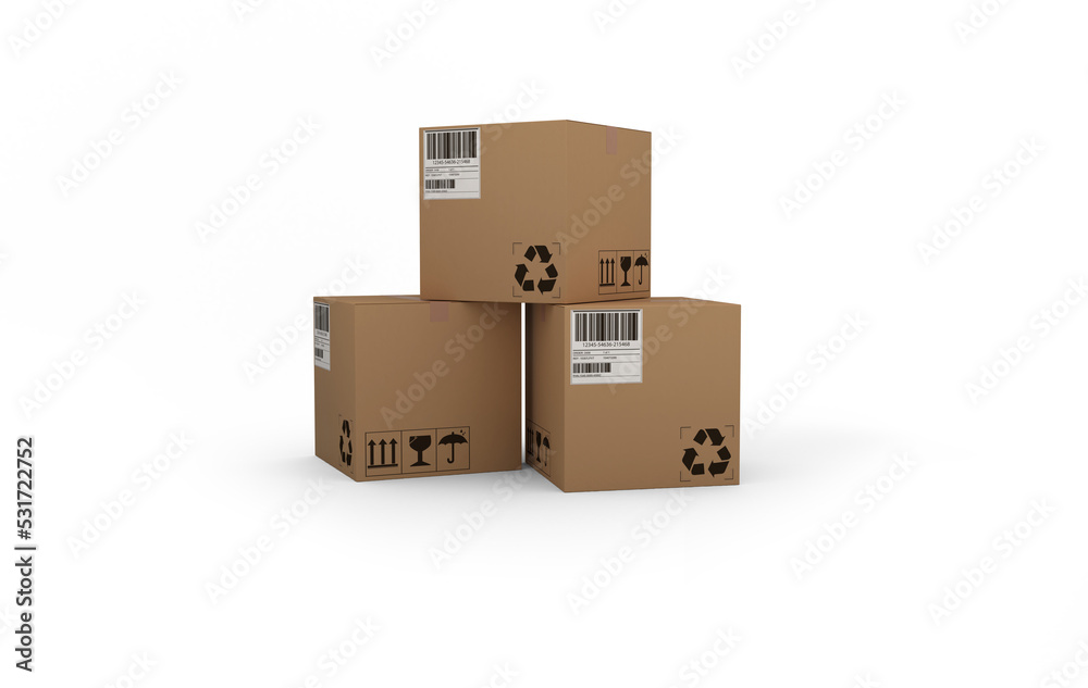 Image of sealed, labelled, barcoded carboard boxes ready for transportation Image of sealed, labelled, barcoded carboard boxes ready for transportation