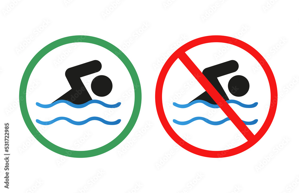 Bathing is prohibited and allowed. Vector illustration Bathing is prohibited and allowed. Vector illustration