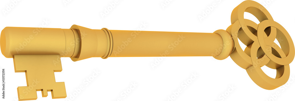 Fototapeta premium Image of decorative golden door key with circular design