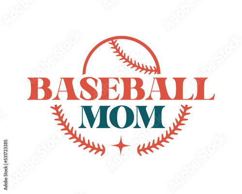 Baseball mom quote logotype retro typography SVG on white background