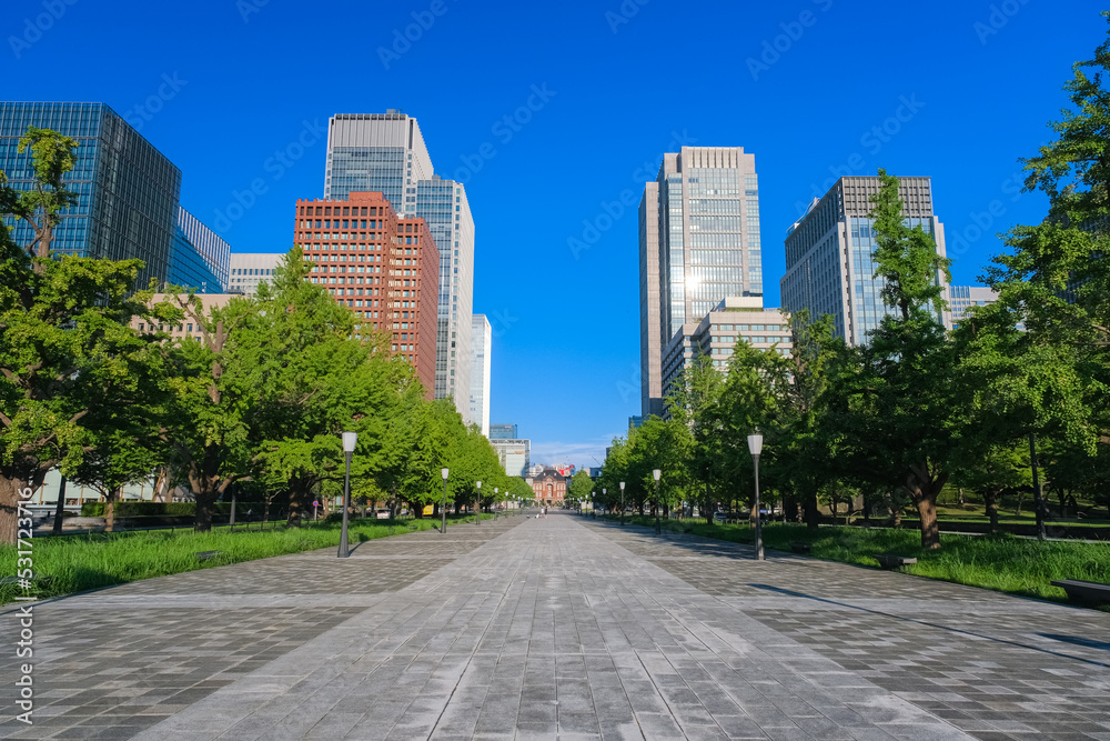 東京都千代田区 行幸通りと丸の内の街並み