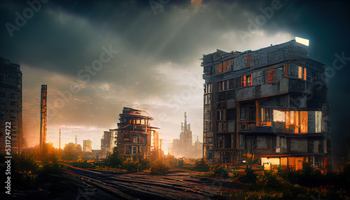 Destroyed city background
