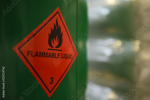 Detail of flammable liquid pictogram. photo