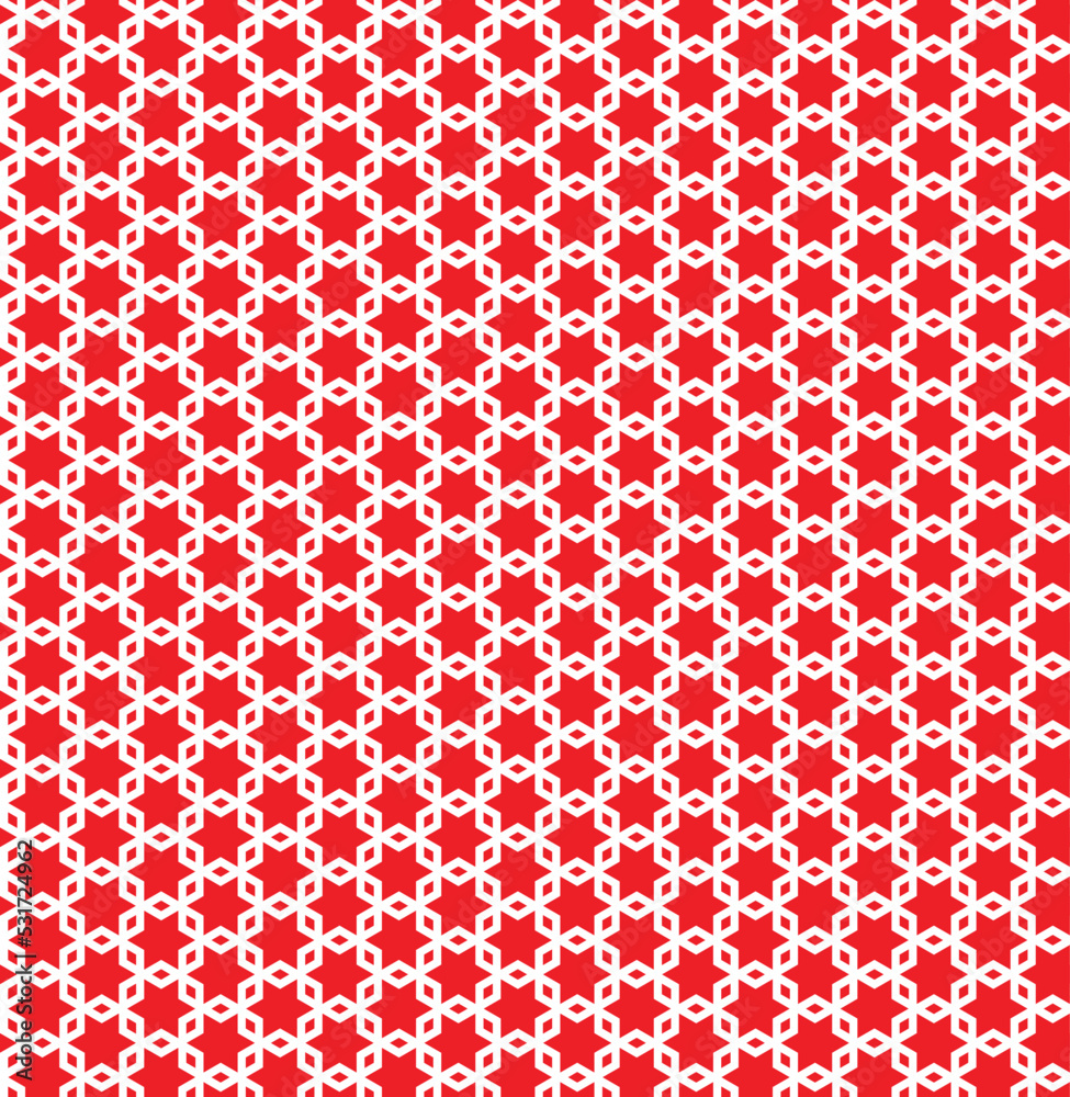 White interlaced pattern on red background. White interlocking pattern on red backdrop. White interlaced pattern on red background. White interlocking pattern on red backdrop.