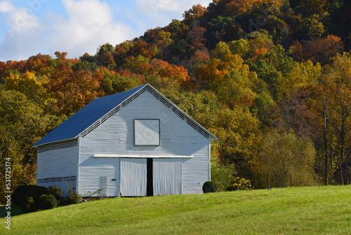 Weathered White Barn Backed by Appalachians © Bonita