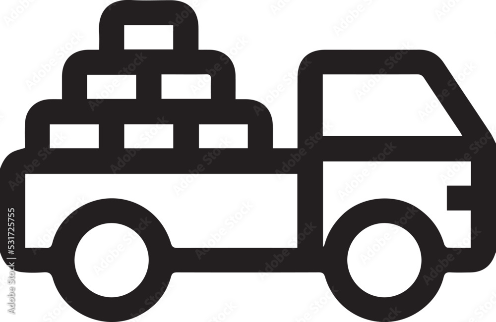Flatbed truck line icon. linear style sign for mobile concept and web design. Truck with Bricks outline vector icon. Construction machines symbol, logo illustration. Flatbed truck line icon. linear style sign for mobile concept and web design. Truck with Bricks outline vector icon. Construction machines symbol, logo illustration.