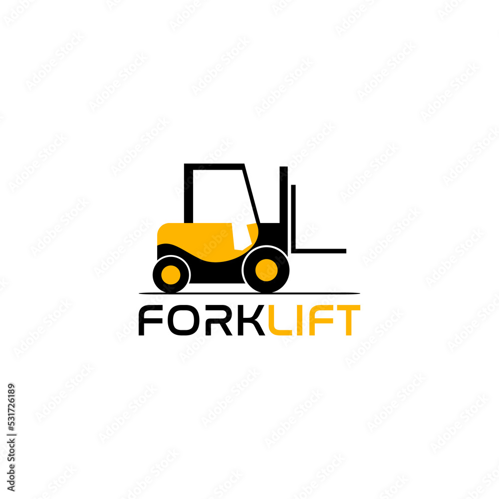 Forklift logo. Fork lift truck icon isolated on white background