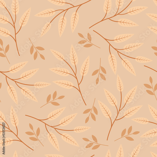 Ornate trendy ditsy floral seamless pattern design of exotic abstract branches of leaves. Artistic foliage background for printing and textile