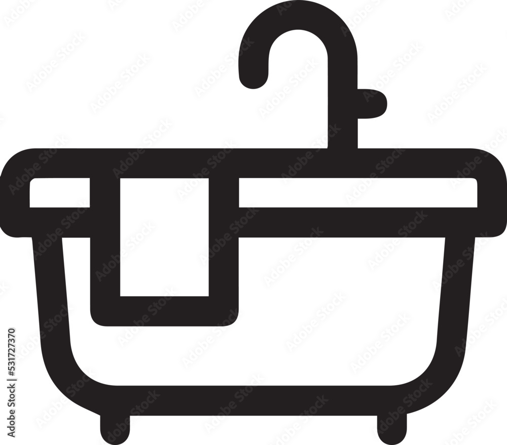 Bathtub line icon, outline vector sign, linear style pictogram isolated on white. Bathtub line icon, outline vector sign, linear style pictogram isolated on white.